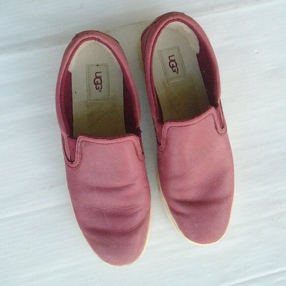 UGG Fierce Slip-On Leather Sneakers Womens Size 9.5 Pink (China Rose) - Picture 2 of 7